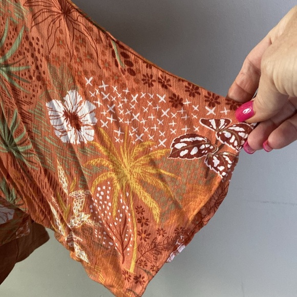 Sonoma Chiffon Tropical Floral Topper Cardigan SO Pumpkin Spice Color V-Neck Tee - Picture 2 of 8